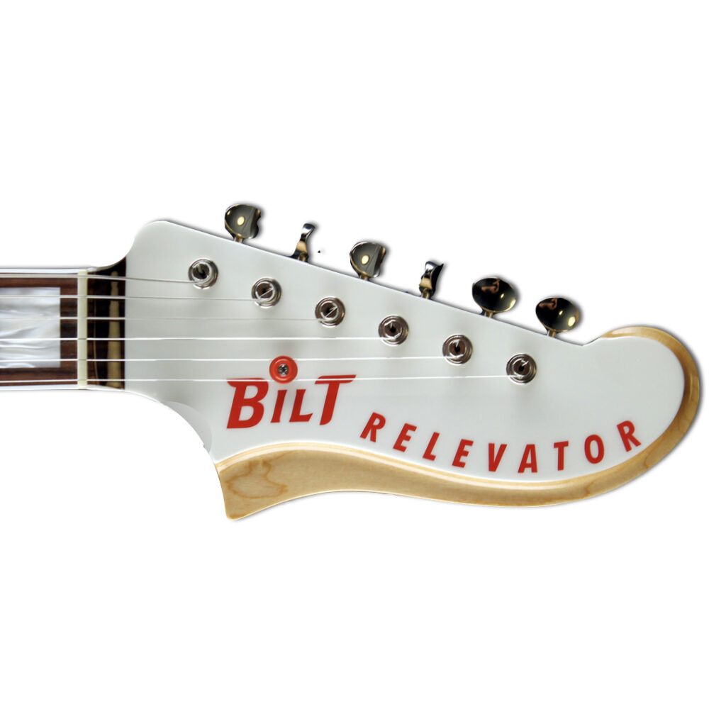 Headstock, JHS Olympic White, Red Accents Relevator LS