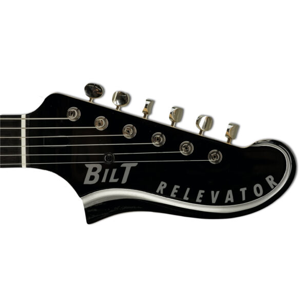 Headstock, Gloss Black/Silver Accent Relevator + Effects